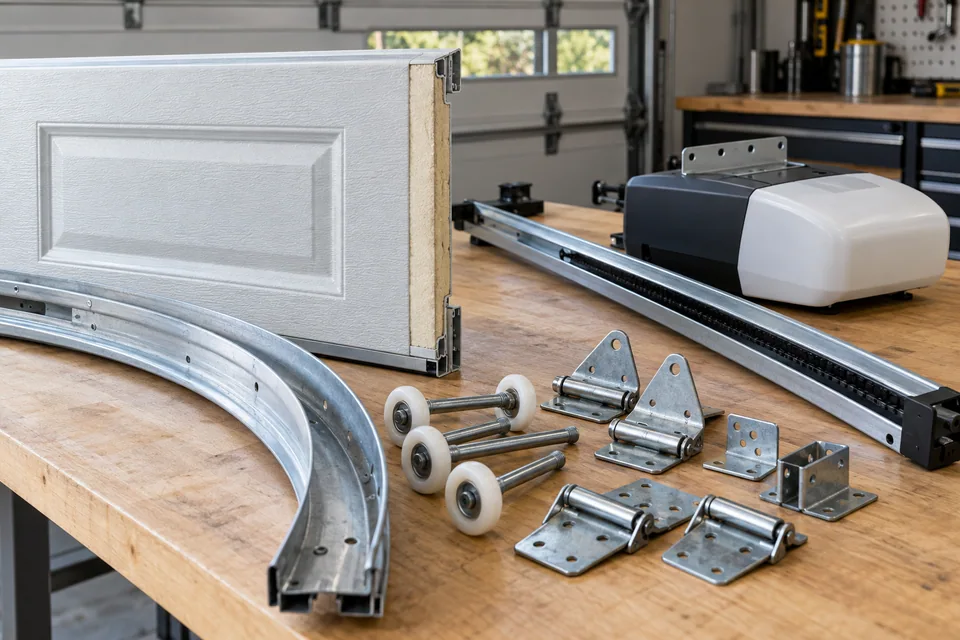 Garage door components arranged for supply review